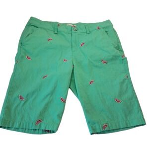 Caribbean Joe Island Supply Co Watermelon Shorts Women's 10 Green Embroidered